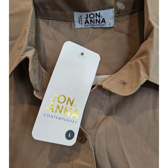 Jon & Anna Womens Blouse Sleeveless Button-Up Size L Khaki Tan NWT Polyester Top - Picture 7 of 9